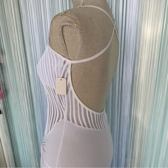 White Sheer Open Back Midi Dress NWT Size Small - Picture 5 of 17